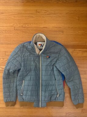 Aviator Nation Light Grey All Seasons Puffer with Sherpa Collar